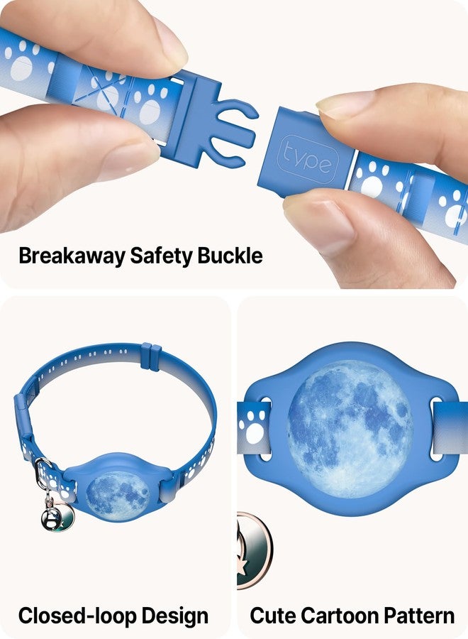 typecase طوق تتبع للقطط مقاس 8-12 بوصة، مقاوم للماء، مزود بعلامة تحديد الموقع، متوافق مع تطبيق "Find My" من Apple، قابل للفك مع نمط عاكس وجرس (مواء مرصع بالنجوم). - Image 5